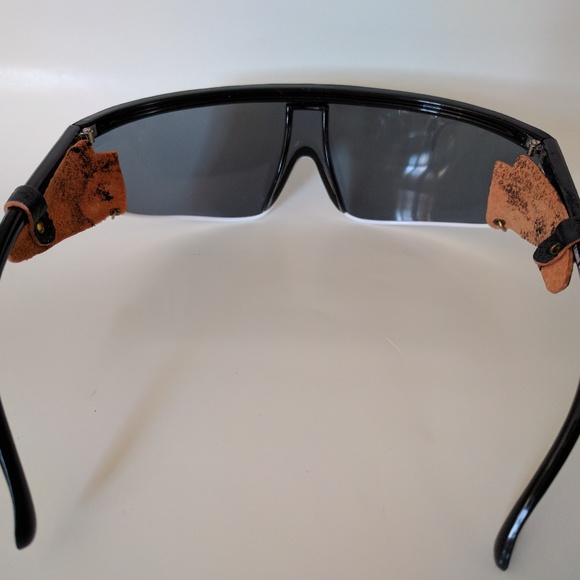 NWOT True Vintage Funky Wrap Sunglasses w/side black leather / white line accent - Picture 6 of 7